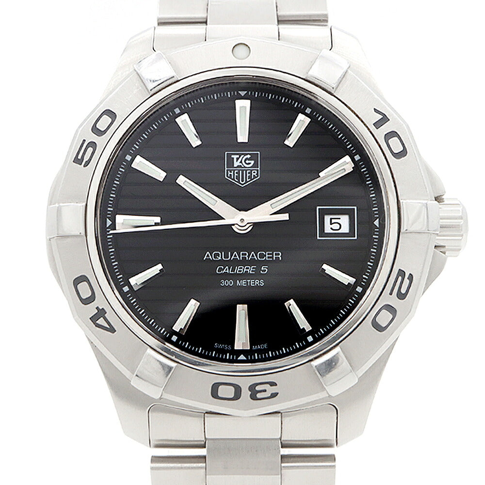 TAG Heuer タグホイヤー アクアレーサー キャリバー5 WAP2010 デイト 300m防水 黒 ブラック SS ステンレス メンズ 自動巻き【6ヶ月保証】【腕時計】【中古】