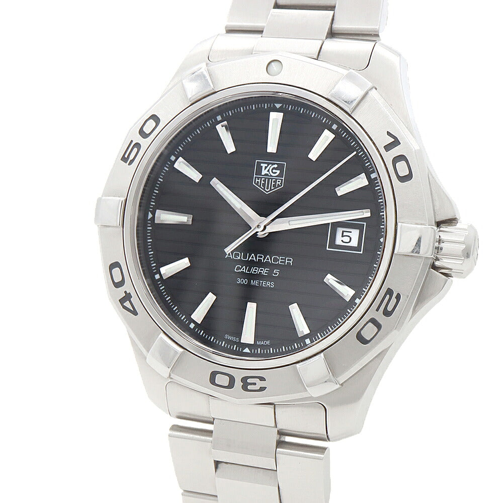 TAG Heuer タグホイヤー アクアレーサー キャリバー5 WAP2010 デイト 300m防水 黒 ブラック SS ステンレス メンズ 自動巻き【6ヶ月保証】【腕時計】【中古】