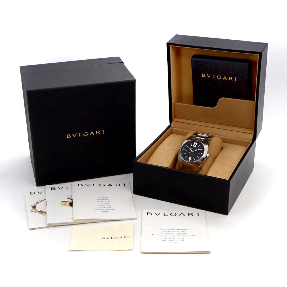 BVLGARI ブルガリ エルゴン EG40S デイト 黒 ブラック SS ステンレス メンズ 自動巻き【6ヶ月保証】【腕時計】【中古】