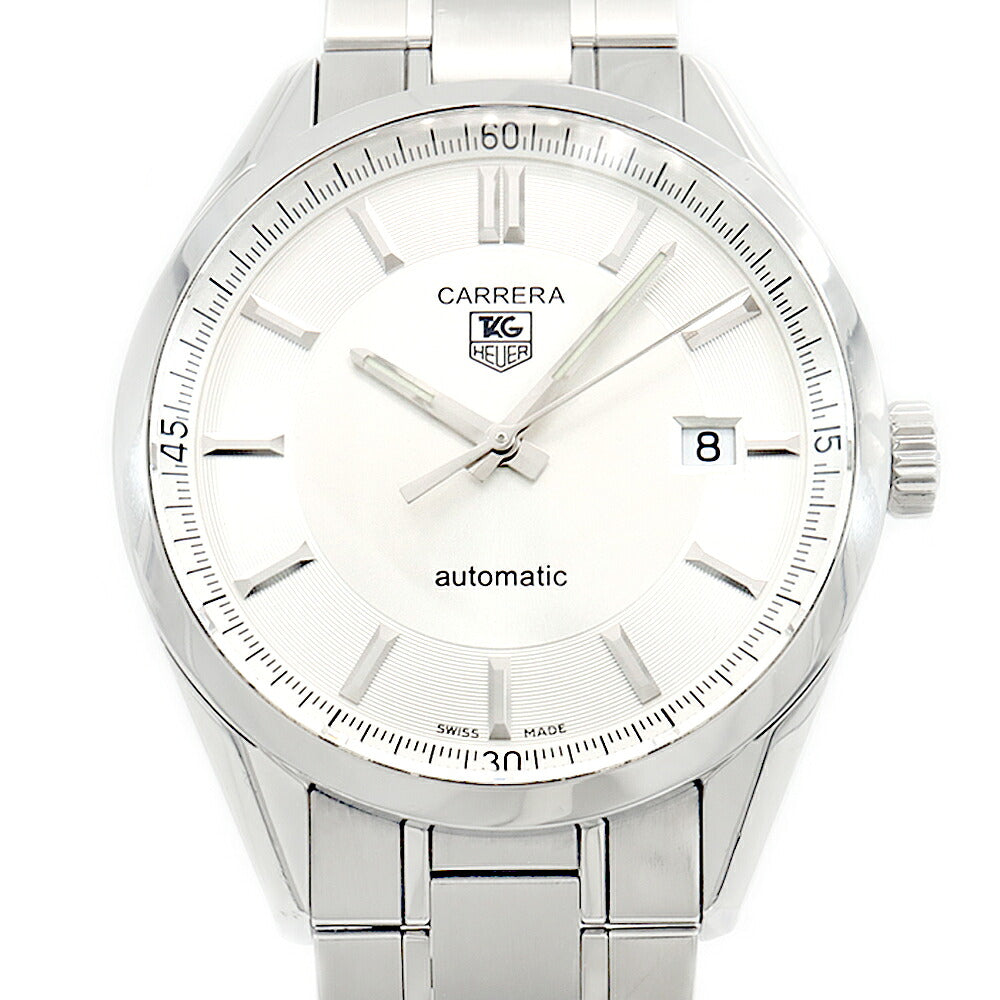 内部点検済 TAG Heuer タグホイヤー カレラ キャリバー5 WV211A-2 デイト 50m防水 裏スケ シルバー SS ステンレス メンズ 自動巻き【6ヶ月保証】【腕時計】【中古】