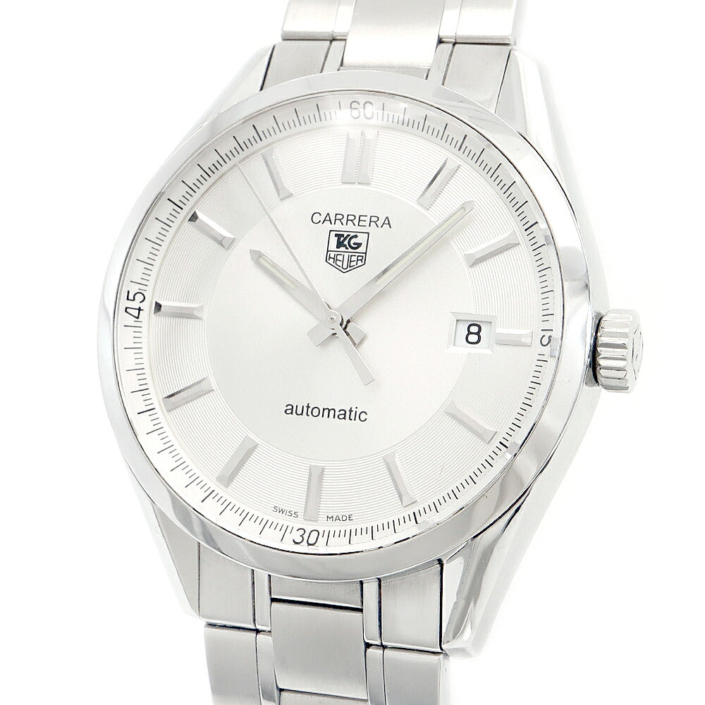 内部点検済 TAG Heuer タグホイヤー カレラ キャリバー5 WV211A-2 デイト 50m防水 裏スケ シルバー SS ステンレス メンズ 自動巻き【6ヶ月保証】【腕時計】【中古】