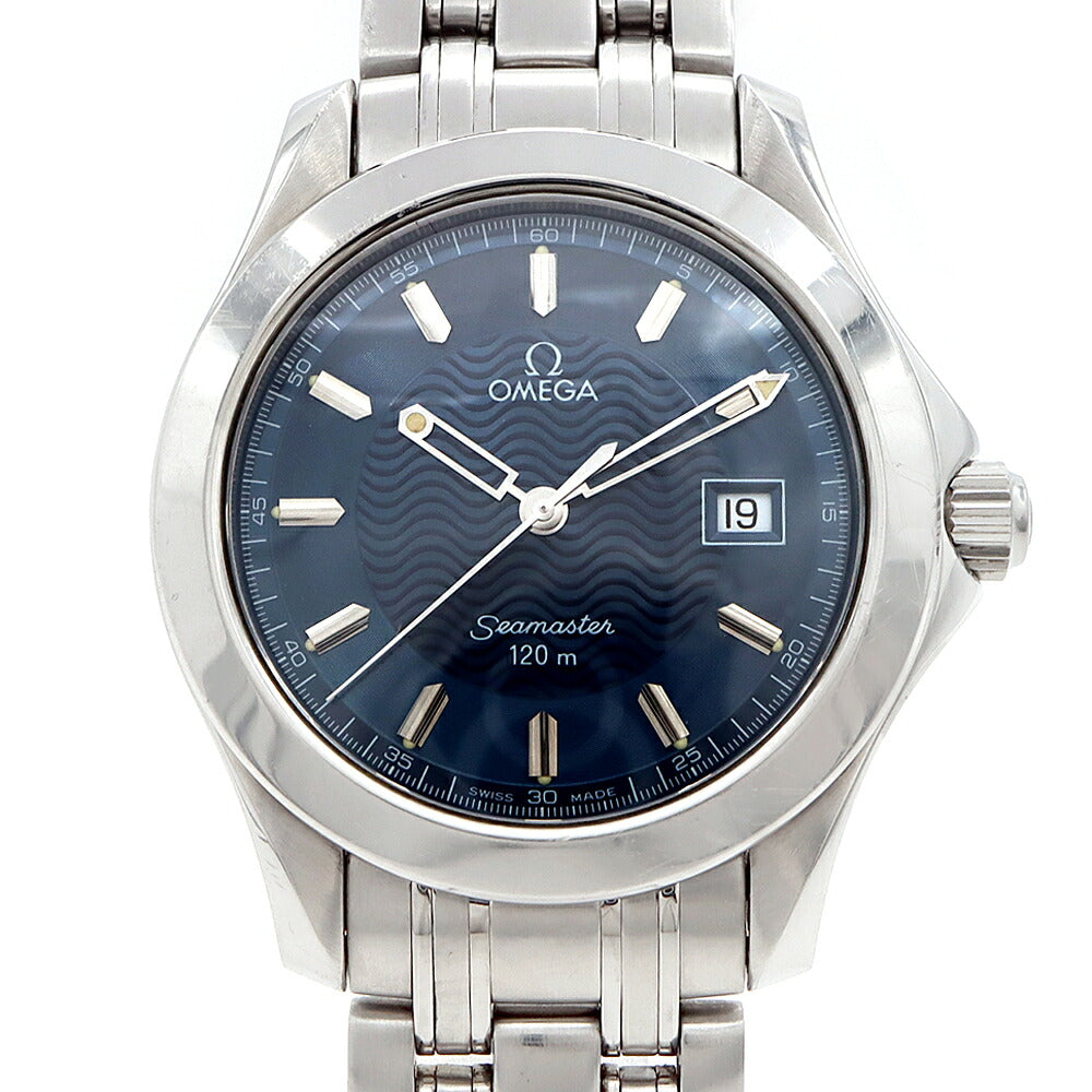 電池交換済 OMEGA オメガ シーマスター120 2511.81 デイト 120m防水 青 ブルー SS ステンレス メンズ クォーツ【6ヶ月保証】【腕時計】【中古】
