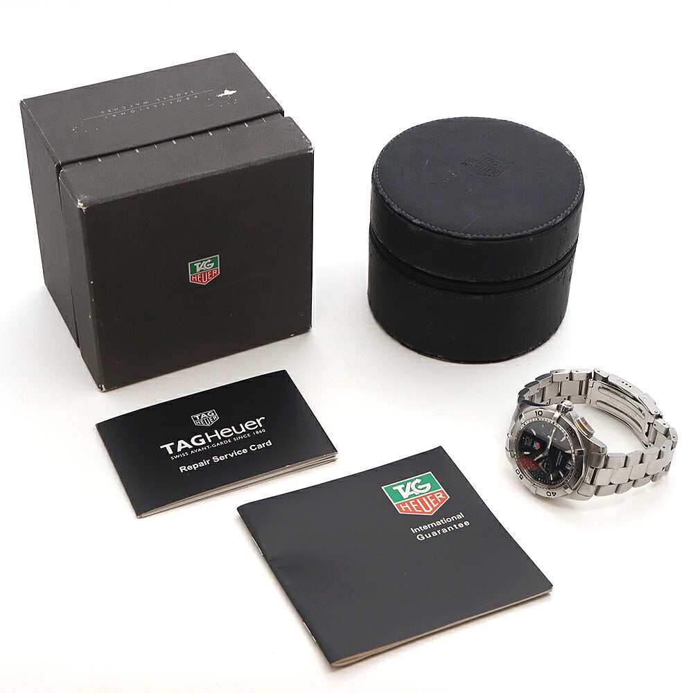 電池交換済 TAG Heuer タグホイヤー アクアレーサー アラーム WAF111Z デイト 300m防水 黒 ブラック SS ステンレス メンズ クォーツ【6ヶ月保証】【腕時計】【中古】