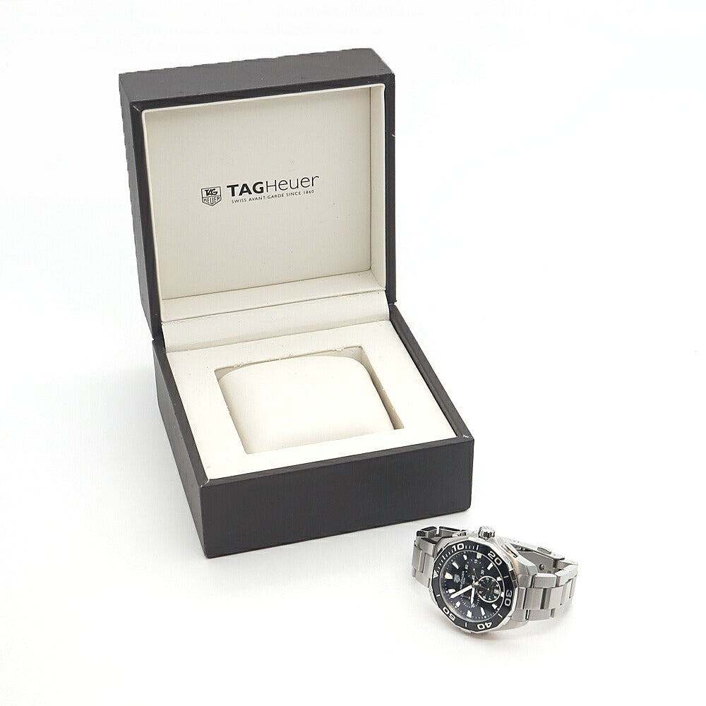 電池交換済 TAG Heuer タグホイヤー アクアレーサー クロノグラフ CAY111A デイト 300m防水 黒 ブラック SS ステンレス メンズ クォーツ【6ヶ月保証】【腕時計】【中古】