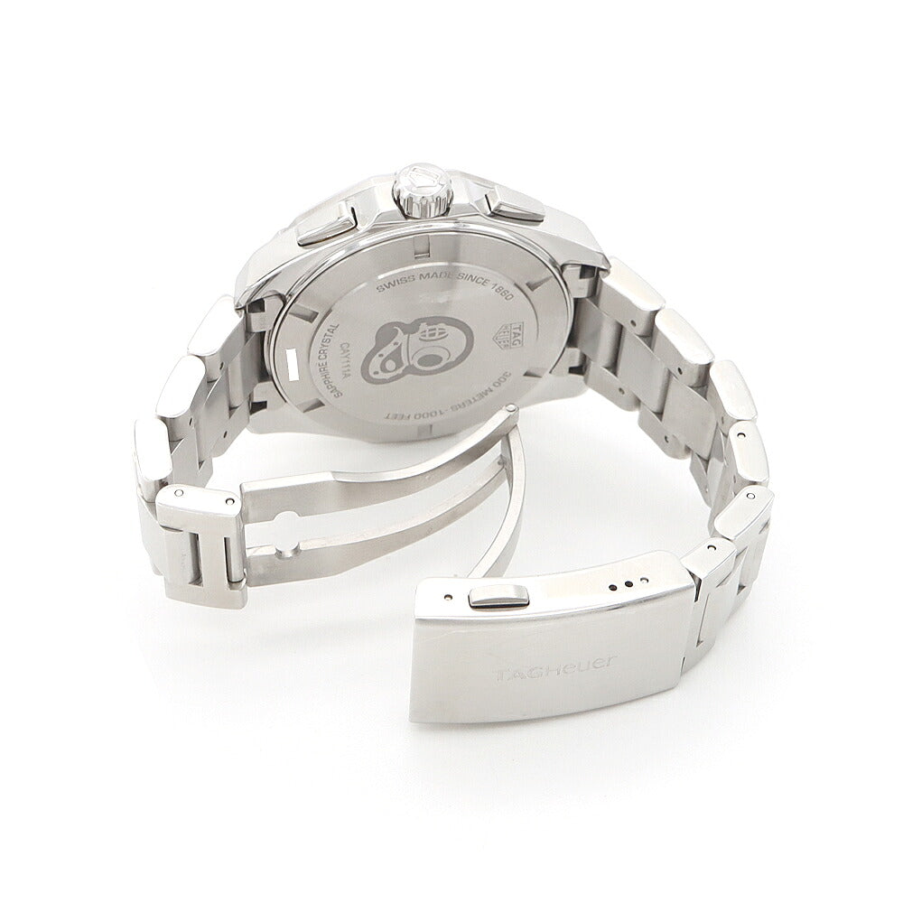 電池交換済 TAG Heuer タグホイヤー アクアレーサー クロノグラフ CAY111A デイト 300m防水 黒 ブラック SS ステンレス メンズ クォーツ【6ヶ月保証】【腕時計】【中古】