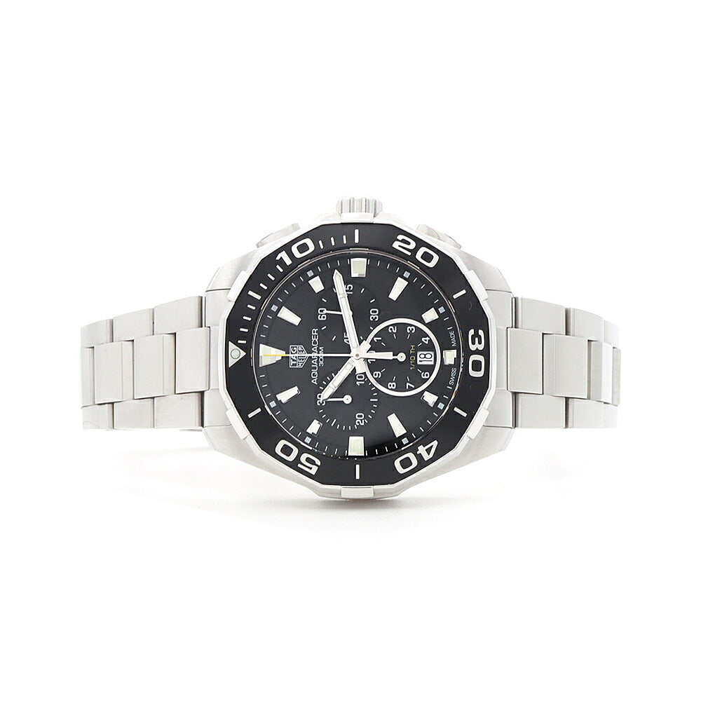 電池交換済 TAG Heuer タグホイヤー アクアレーサー クロノグラフ CAY111A デイト 300m防水 黒 ブラック SS ステンレス メンズ クォーツ【6ヶ月保証】【腕時計】【中古】