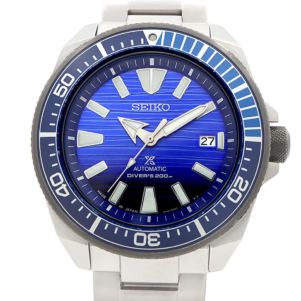 SEIKO セイコー プロスペックス ダイバーズウォッチ Save the Ocean サムライ 4R35-01X0 SBDY019 デイト 200m防水 青 ブルー SS ステンレス メンズ 自動巻き【6ヶ月保証】【腕時計】【中古】