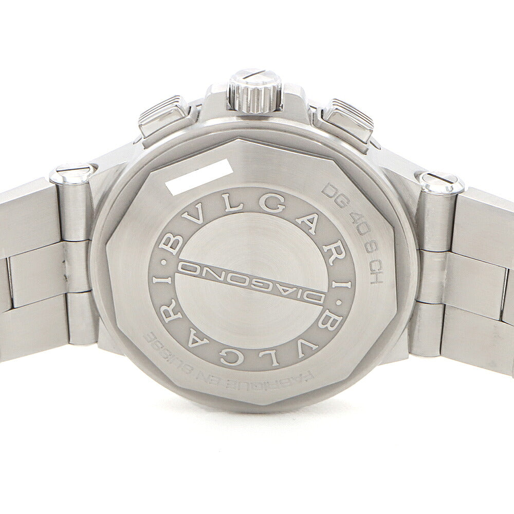 内部点検済 BVLGARI ブルガリ ディアゴノ クロノグラフ DG40SCH デイト 黒 ブラック SS ステンレス メンズ 自動巻き【6ヶ月保証】【腕時計】【中古】
