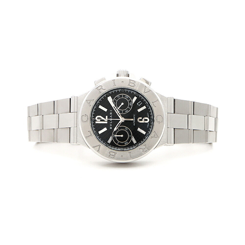 内部点検済 BVLGARI ブルガリ ディアゴノ クロノグラフ DG40SCH デイト 黒 ブラック SS ステンレス メンズ 自動巻き【6ヶ月保証】【腕時計】【中古】
