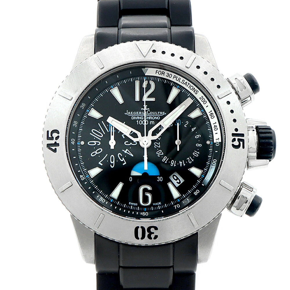 JAEGER LECOULTRE ジャガールクルト マスターコンプレッサー ダイビング クロノグラフ 160.T.25 デイト 1000ｍ防水 黒 ブラック Ti チタン メンズ 自動巻き【6ヶ月保証】【腕時計】【中古】