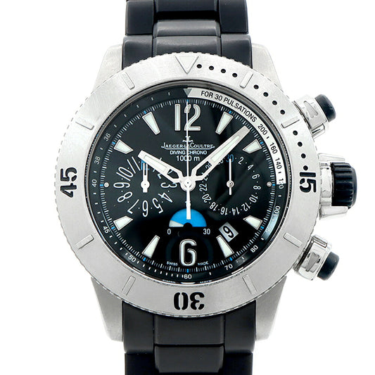 JAEGER LECOULTRE ジャガールクルト マスターコンプレッサー ダイビング クロノグラフ 160.T.25 デイト 1000ｍ防水 黒 ブラック Ti チタン メンズ 自動巻き【6ヶ月保証】【腕時計】【中古】