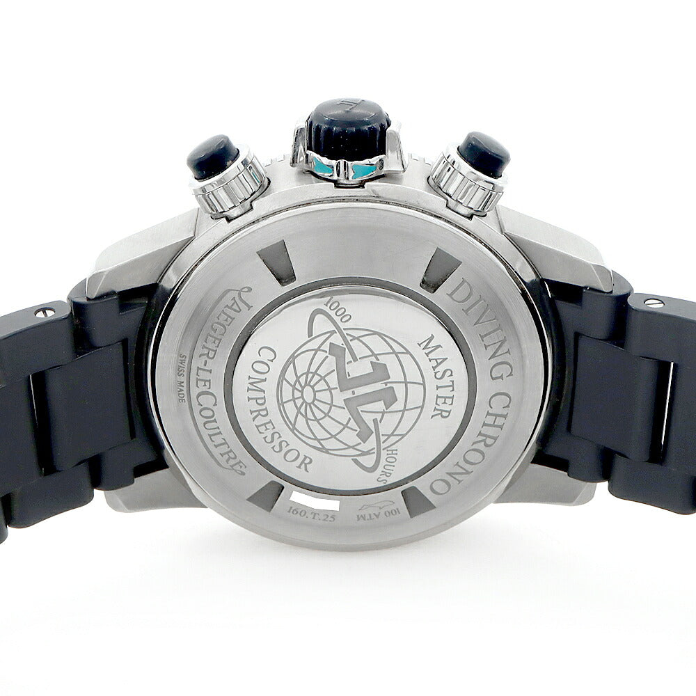 JAEGER LECOULTRE ジャガールクルト マスターコンプレッサー ダイビング クロノグラフ 160.T.25 デイト 1000ｍ防水 黒 ブラック Ti チタン メンズ 自動巻き【6ヶ月保証】【腕時計】【中古】