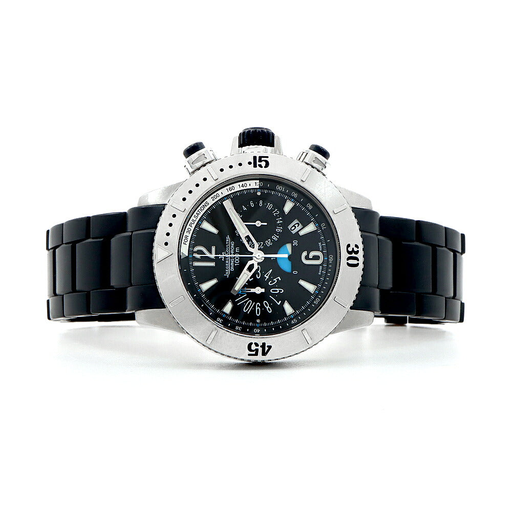 JAEGER LECOULTRE ジャガールクルト マスターコンプレッサー ダイビング クロノグラフ 160.T.25 デイト 1000ｍ防水 黒 ブラック Ti チタン メンズ 自動巻き【6ヶ月保証】【腕時計】【中古】