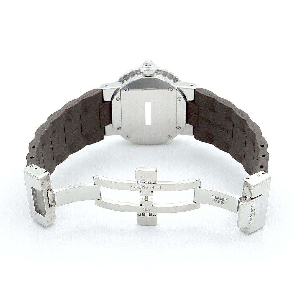 電池交換済 CHAUMET ショーメ クラスワン ダイヤベゼル W0621C-16A ダイヤモンド 8Pダイヤ デイト 100m防水 グレー ブラウン SS ステンレス 純正ベルト 純正尾錠 レディース クォーツ【6ヶ月保証】【腕時計】【中古】