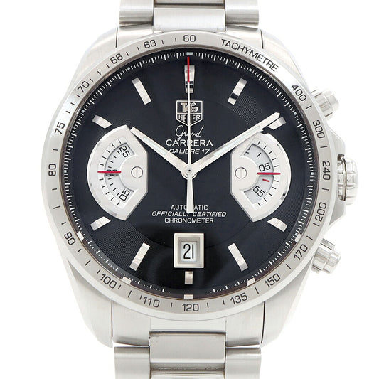TAG Heuer タグホイヤー グランドカレラ キャリバー17RS クロノグラフ CAV511A BA0902 デイト 裏スケ 黒 ブラック SS ステンレス メンズ 自動巻き【6ヶ月保証】【腕時計】【中古】