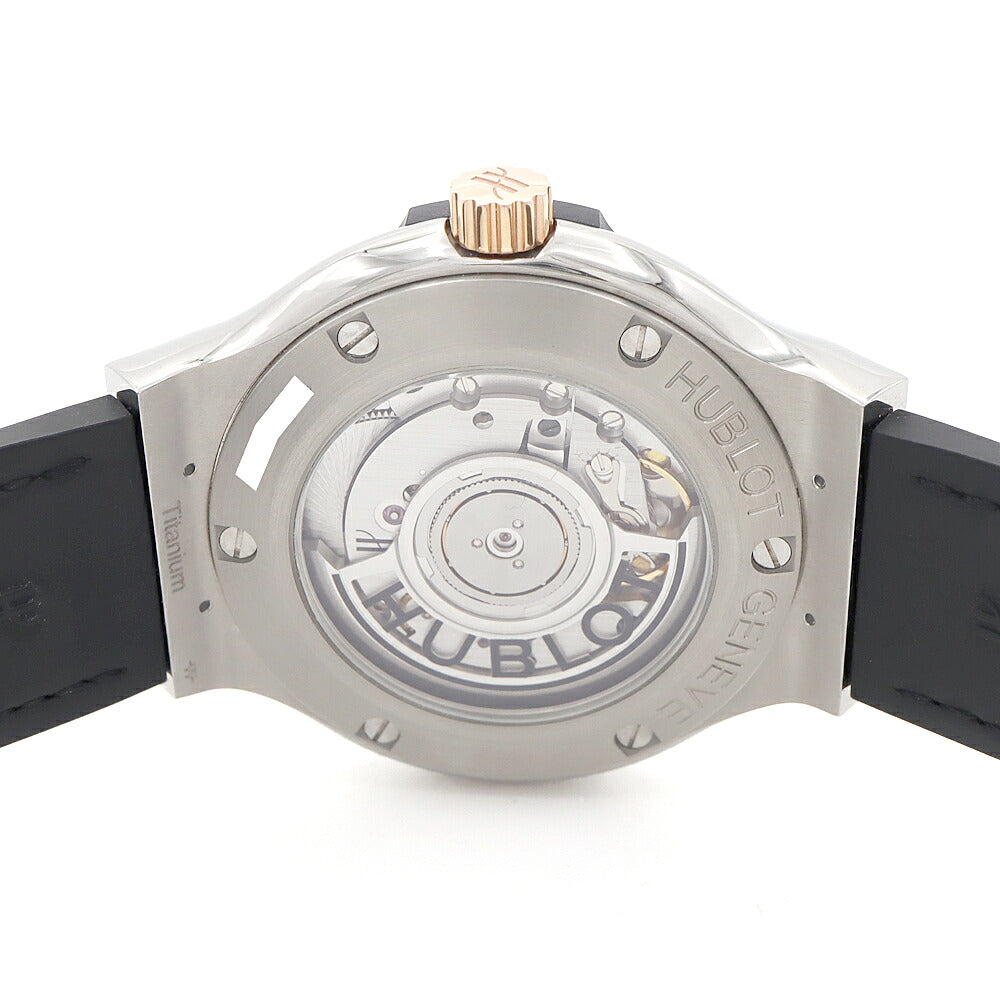 HUBLOT ウブロ クラシックフュージョン キングゴールド チタニウム 565.NO.1181.LR デイト 黒 ブラック K18KG キングゴールド Ti チタン 純正ベルト 純正尾錠 メンズ レディース ボーイズ 自動巻き【6ヶ月保証】【腕時計】【中古】