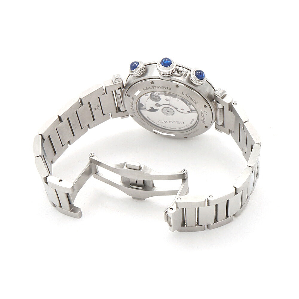 CARTIER カルティエ パシャ ドゥ カルティエ クロノグラフ WSPA0027 デイト 裏スケ 100m防水 グレー SS ステンレス メンズ 自動巻き【6ヶ月保証】【腕時計】【中古】