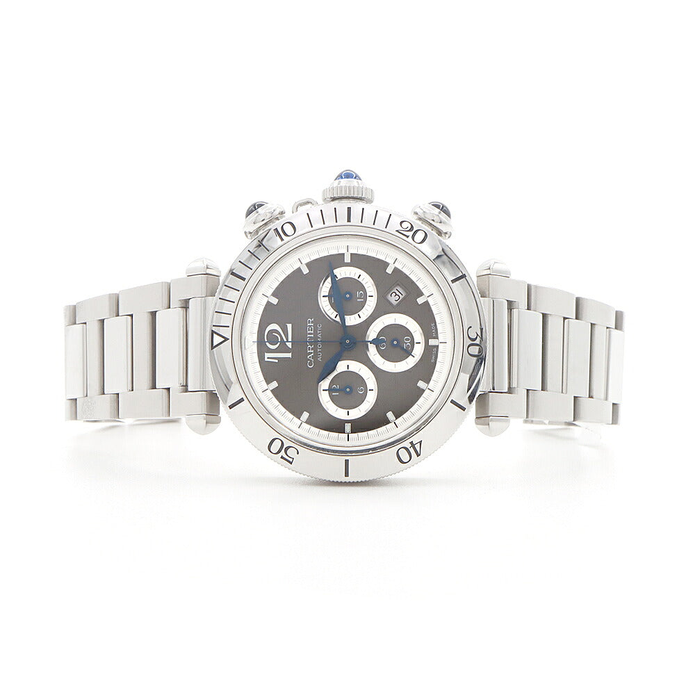 CARTIER カルティエ パシャ ドゥ カルティエ クロノグラフ WSPA0027 デイト 裏スケ 100m防水 グレー SS ステンレス メンズ 自動巻き【6ヶ月保証】【腕時計】【中古】