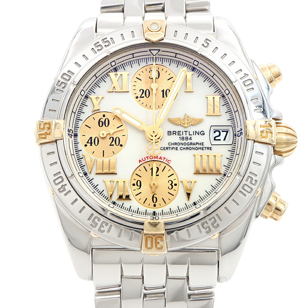 BREITLING ブライトリング クロノコックピット B13358 クロノグラフ デイト 100m防水 白 ホワイト SS ステンレス YG イエローゴールド コンビ メンズ 自動巻き【6ヶ月保証】【腕時計】【中古】