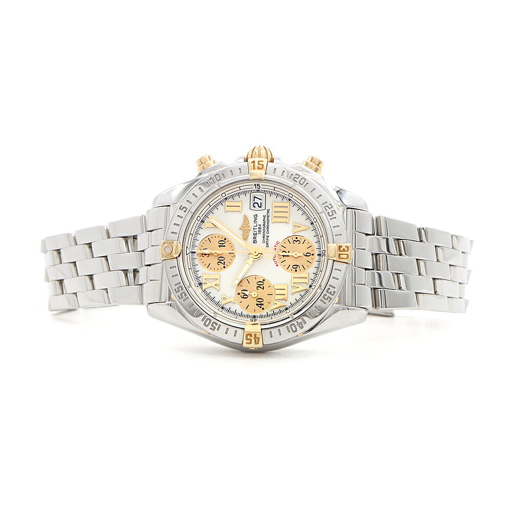 BREITLING ブライトリング クロノコックピット B13358 クロノグラフ デイト 100m防水 白 ホワイト SS ステンレス YG イエローゴールド コンビ メンズ 自動巻き【6ヶ月保証】【腕時計】【中古】