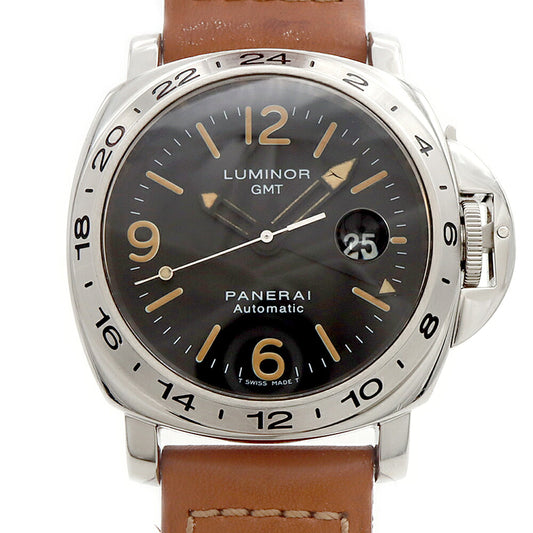 PANERAI パネライ ルミノールGMT A番 PAM00023 デイト 300m防水 黒 ブラック トリチウム SS ステンレス 純正ベルト 純正尾錠 メンズ 自動巻き【6ヶ月保証】【腕時計】【中古】