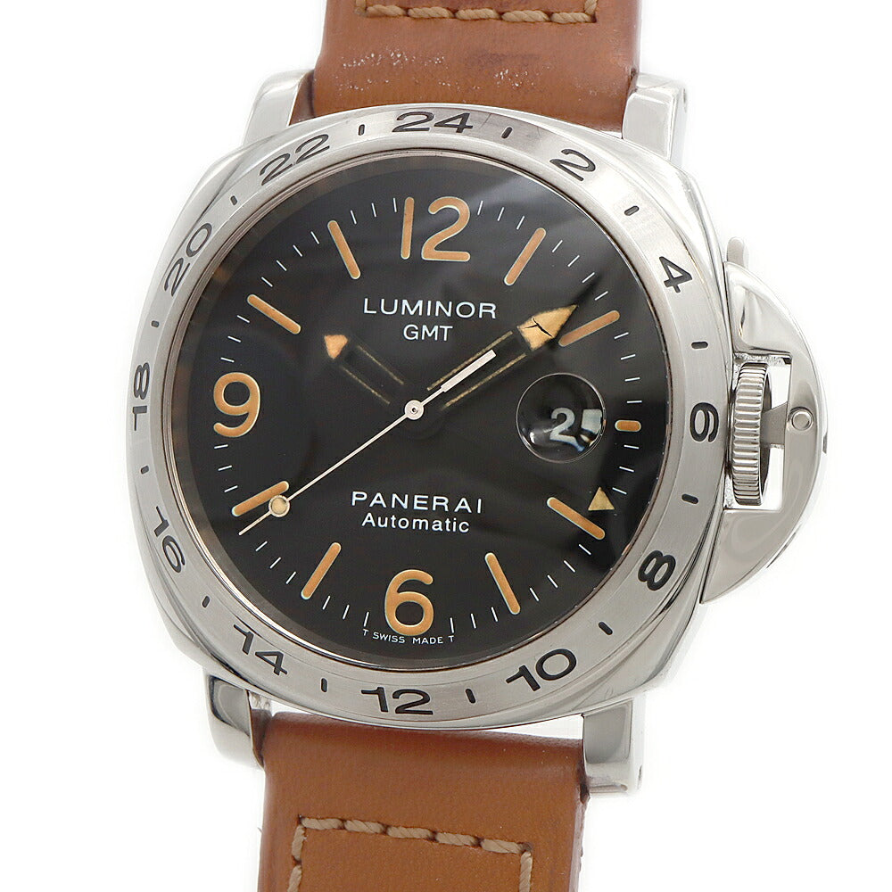 PANERAI パネライ ルミノールGMT A番 PAM00023 デイト 300m防水 黒 ブラック トリチウム SS ステンレス 純正ベルト 純正尾錠 メンズ 自動巻き【6ヶ月保証】【腕時計】【中古】