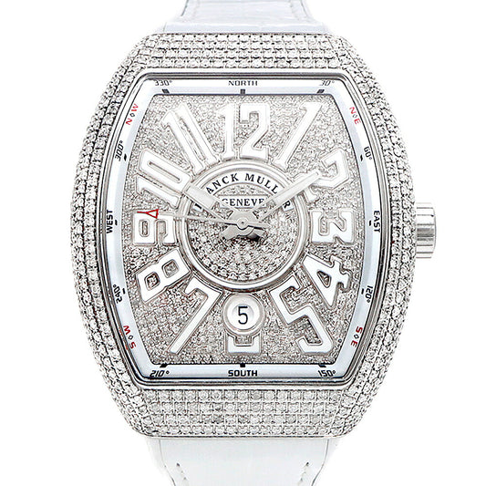 FRANCK MULLER フランクミュラー ヴァンガード ダイヤベゼル V41SCDT ダイヤモンド ダイヤ文字盤 デイト SS ステンレス アフターダイヤ メンズ 自動巻き【6ヶ月保証】【中古】【腕時計】