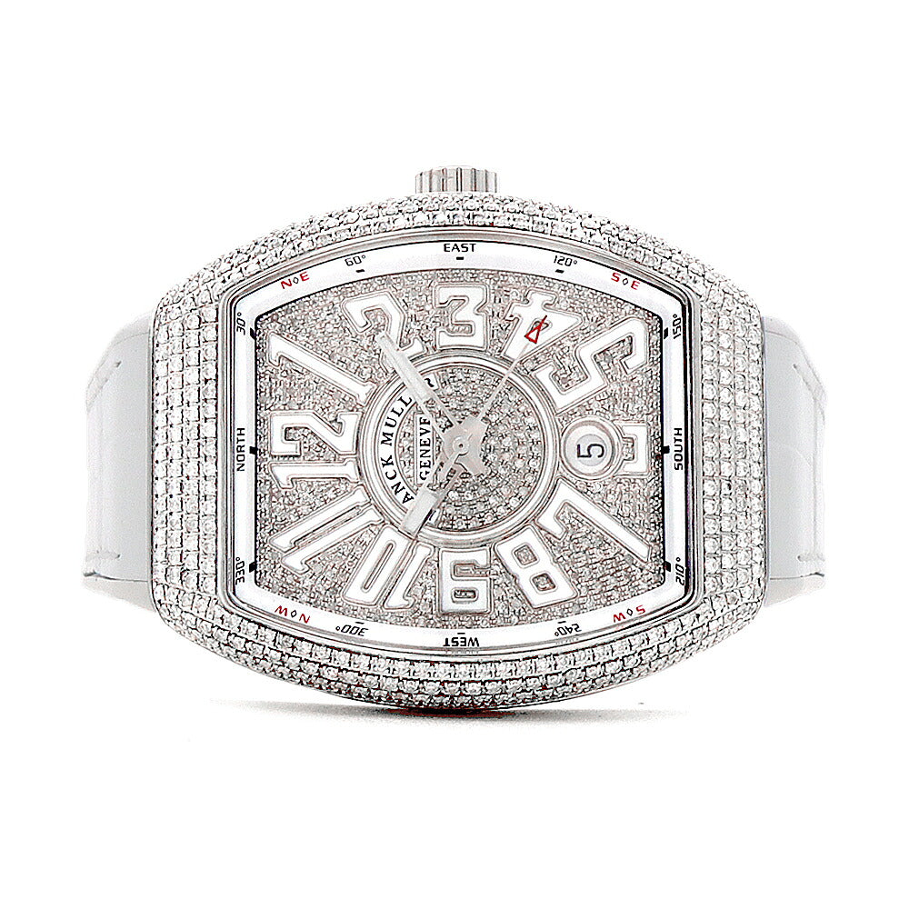 FRANCK MULLER フランクミュラー ヴァンガード ダイヤベゼル V41SCDT ダイヤモンド ダイヤ文字盤 デイト SS ステンレス アフターダイヤ メンズ 自動巻き【6ヶ月保証】【中古】【腕時計】