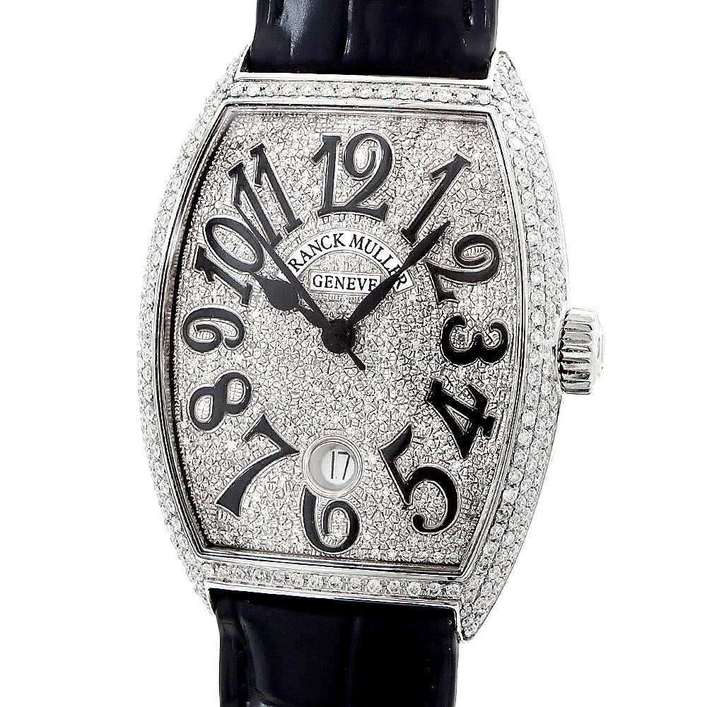 FRANCK MULLER フランクミュラー トノーカーベックス ダイヤベゼル ダイヤ文字盤 7851SCDT ダイヤモンド デイト SS ステンレス アフターダイヤ メンズ 自動巻き【6ヶ月保証】【中古】【腕時計】