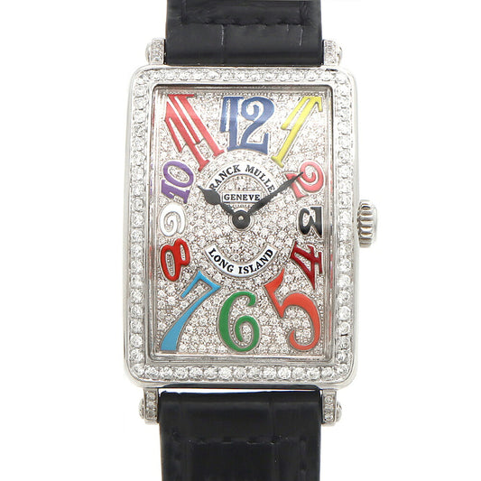 電池交換済 FRANCK MULLER フランクミュラー ロングアイランド 2重ダイヤベゼル ダイヤ文字盤 952QZ ダイヤモンド SS ステンレス アフターダイヤ レディース クォーツ【6ヶ月保証】【中古】【腕時計】