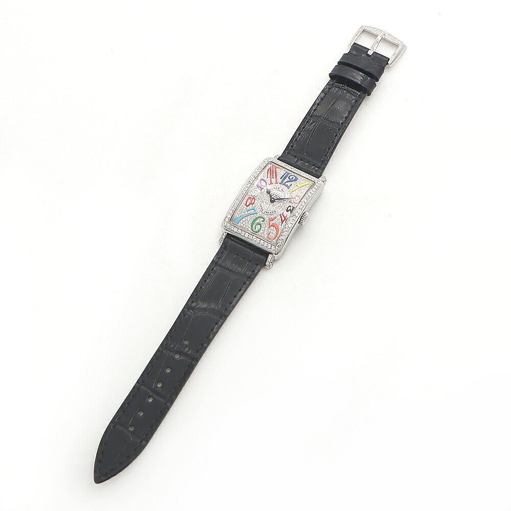 電池交換済 FRANCK MULLER フランクミュラー ロングアイランド 2重ダイヤベゼル ダイヤ文字盤 952QZ ダイヤモンド SS ステンレス アフターダイヤ レディース クォーツ【6ヶ月保証】【中古】【腕時計】
