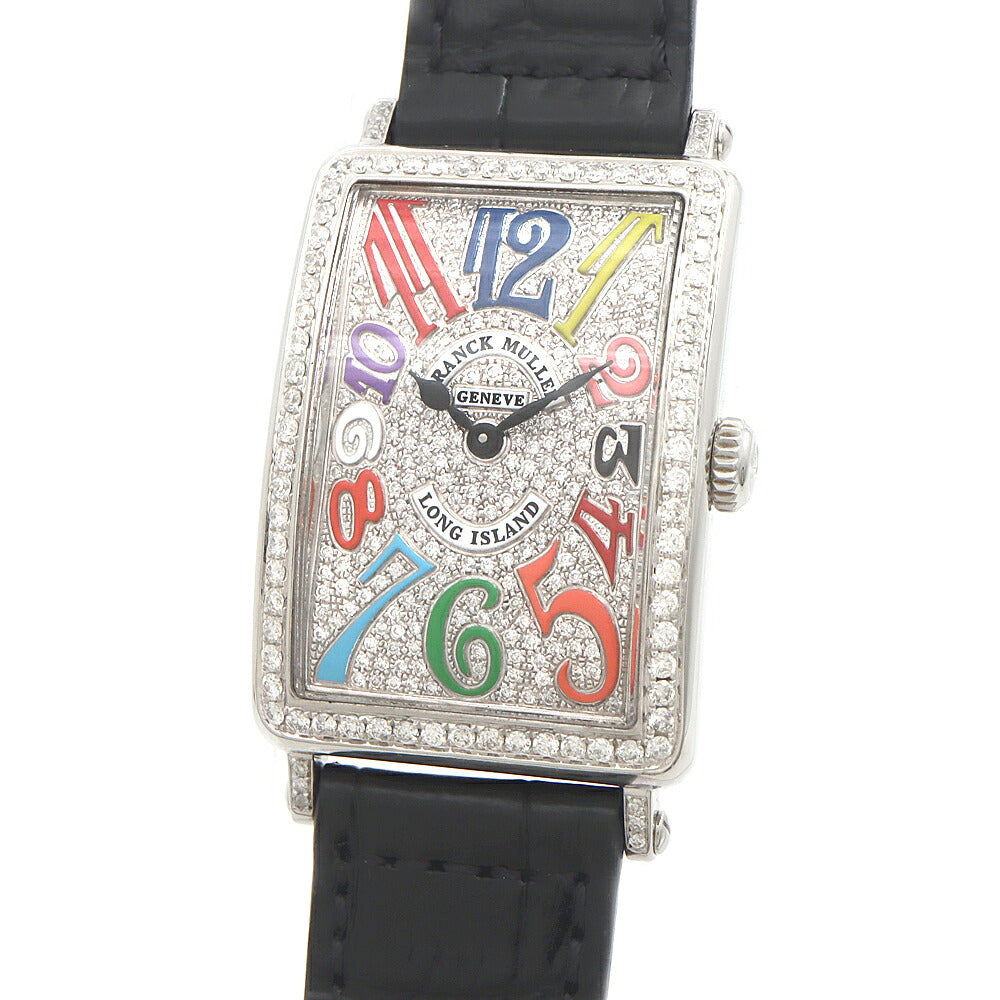 電池交換済 FRANCK MULLER フランクミュラー ロングアイランド 2重ダイヤベゼル ダイヤ文字盤 952QZ ダイヤモンド SS ステンレス アフターダイヤ レディース クォーツ【6ヶ月保証】【中古】【腕時計】