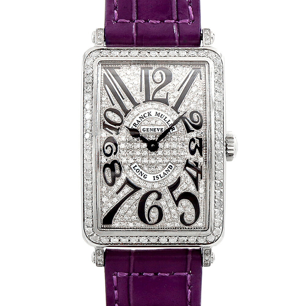電池交換済 FRANCK MULLER フランクミュラー ロングアイランド ダイヤベゼル 952QZ ダイヤモンド ダイヤ文字盤 SS ステンレス アフターダイヤ レディース クォーツ【6ヶ月保証】【中古】【腕時計】