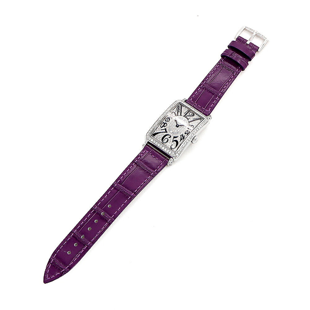 電池交換済 FRANCK MULLER フランクミュラー ロングアイランド ダイヤベゼル 952QZ ダイヤモンド ダイヤ文字盤 SS ステンレス アフターダイヤ レディース クォーツ【6ヶ月保証】【中古】【腕時計】
