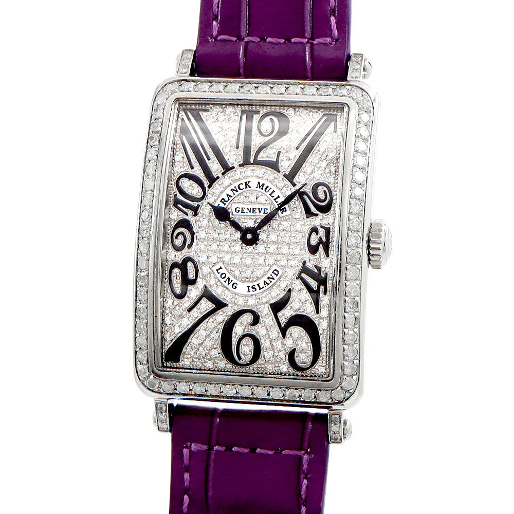 電池交換済 FRANCK MULLER フランクミュラー ロングアイランド ダイヤベゼル 952QZ ダイヤモンド ダイヤ文字盤 SS ステンレス アフターダイヤ レディース クォーツ【6ヶ月保証】【中古】【腕時計】