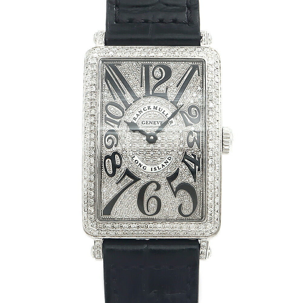 電池交換済 FRANCK MULLER フランクミュラー ロングアイランド ダイヤベゼル 952QZREL ダイヤモンド ダイヤ文字盤 SS ステンレス アフターダイヤ レディース クォーツ【6ヶ月保証】【中古】【腕時計】
