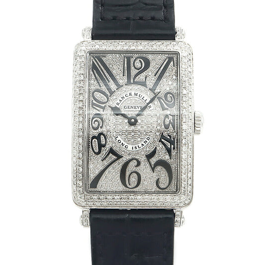 電池交換済 FRANCK MULLER フランクミュラー ロングアイランド ダイヤベゼル 952QZREL ダイヤモンド ダイヤ文字盤 SS ステンレス アフターダイヤ レディース クォーツ【6ヶ月保証】【中古】【腕時計】