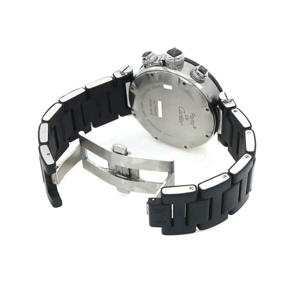 Cartier カルティエ パシャ シータイマー クロノグラフ W31088U2 デイト 100m防水 ブラック SS ステンレス メンズ 自動巻き【6ヶ月保証】【腕時計】【中古】