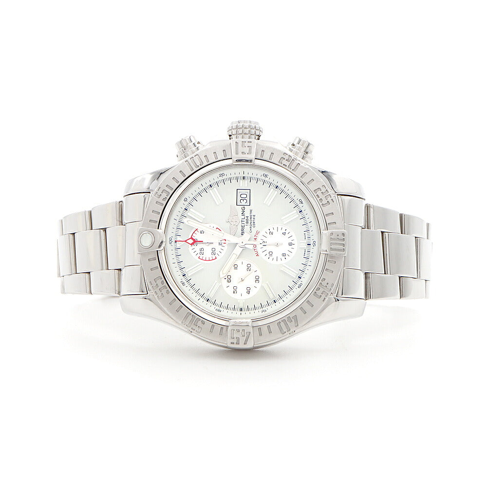 内部点検済 BREITLING ブライトリング スーパーアベンジャー II クロノグラフ A13371 デイト 300m防水 白 ホワイト SS ステンレス メンズ 自動巻き スーパーアベンジャー2【6ヶ月保証】【腕時計】【中古】