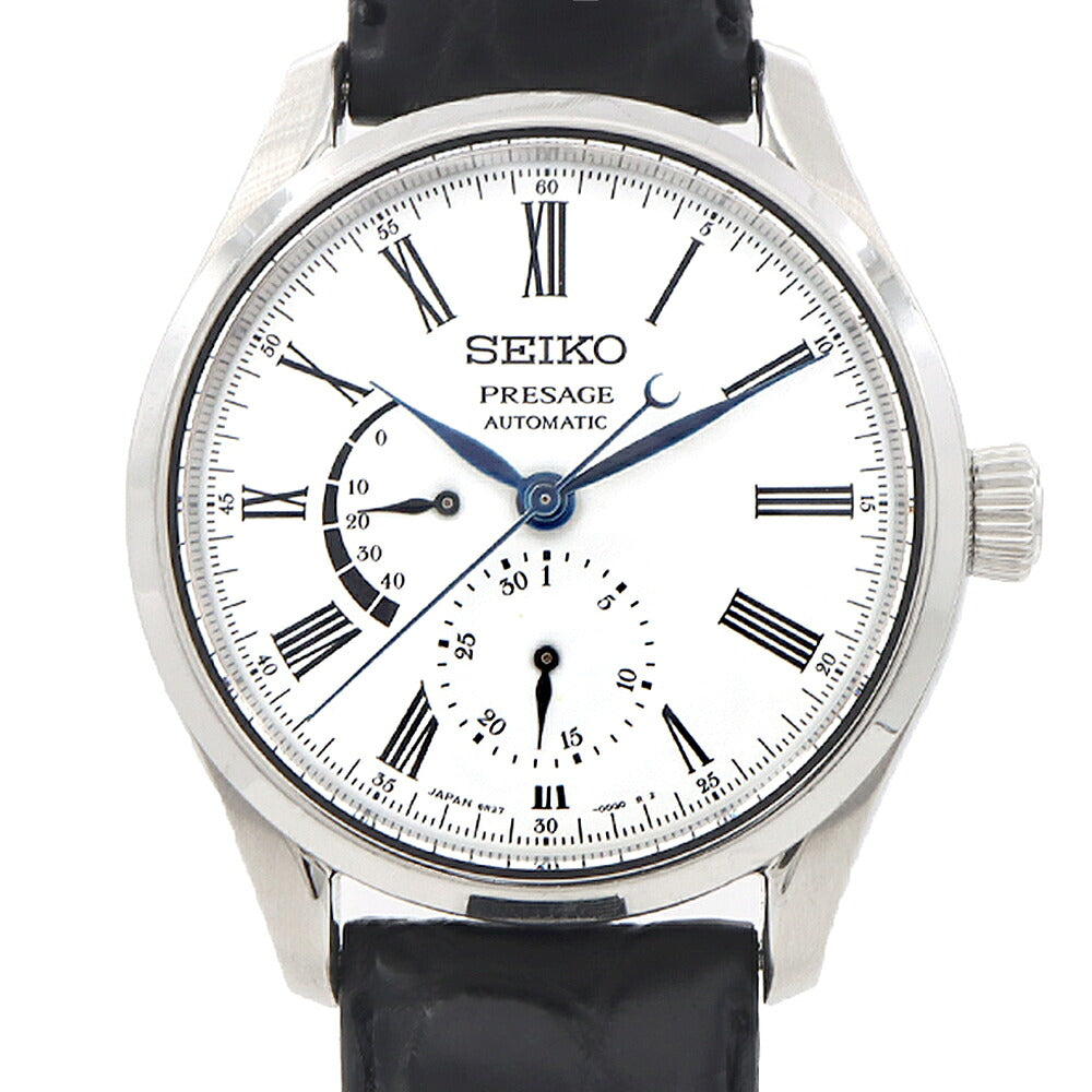 SEIKO セイコー プレザージュ 琺瑯ダイヤル 6R27-00L0 SARW035 パワーリザーブ 裏スケ 100m防水 琺瑯 白 ホワイト SS ステンレス 純正ベルト 純正尾錠 メンズ 自動巻き プレサージュ【6ヶ月保証】【腕時計】【中古】