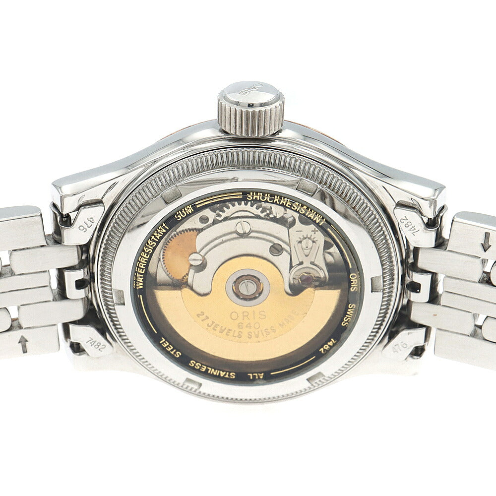 ORIS オリス ビッグクラウン ポインターデイト 7482 裏スケ デイト 50m防水 シルバー SS ステンレス GP ゴールド コンビ メンズ 自動巻き【6ヶ月保証】【腕時計】【中古】