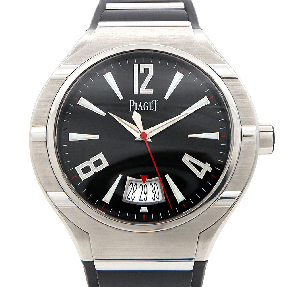 PIAGET ピアジェ ポロ45 P10605 G0A34011 100m防水 裏スケ デイト 黒 ブラック SS ステンレス Ti チタン 純正ベルト 純正尾錠 メンズ 自動巻き【6ヶ月保証】【腕時計】【中古】