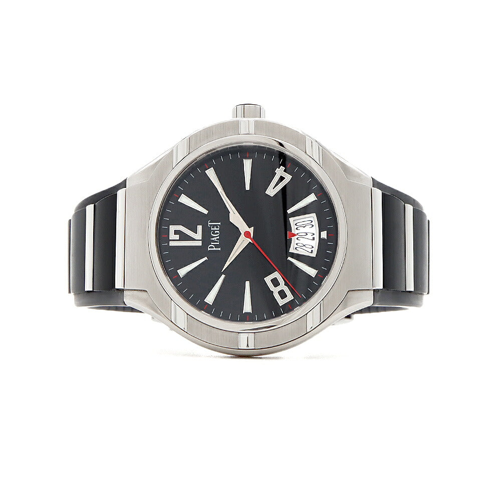 PIAGET ピアジェ ポロ45 P10605 G0A34011 100m防水 裏スケ デイト 黒 ブラック SS ステンレス Ti チタン 純正ベルト 純正尾錠 メンズ 自動巻き【6ヶ月保証】【腕時計】【中古】