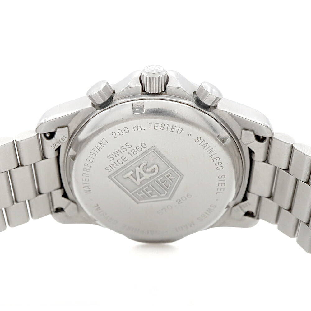 電池交換済 TAG Heuer タグホイヤー プロフェッショナル クロノグラフ 570.206 200m防水 デイト 黒 ブラック SS ステンレス メンズ クォーツ【6ヶ月保証】【腕時計】【中古】