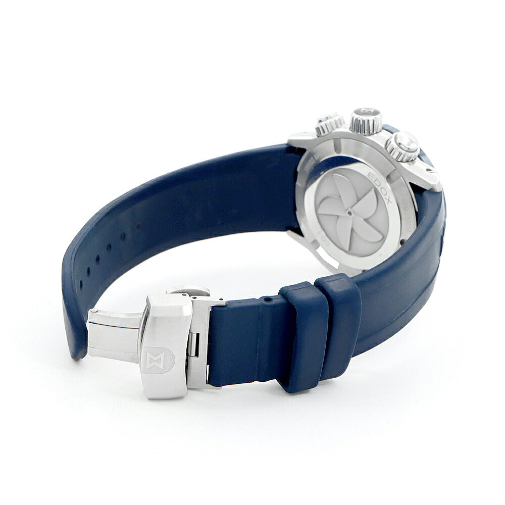 電池交換済 EDOX エドックス クロノオフショア1 10221-3BU9-BUIN9 クロノグラフ デイト 500m防水 青 ブルー SS ステンレス CE セラミック 純正ベルト 純正尾錠 メンズ クォーツ【6ヶ月保証】【腕時計】【中古】