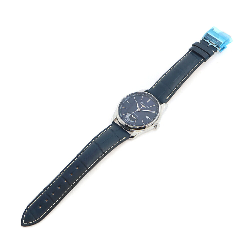 LONGINES ロンジン マスターコレクション L2.908.4.92.0 デイト 30m防水 パワーリザーブ 裏スケ 紺 ネイビー SS ステンレス 純正ベルト 純正尾錠 メンズ 自動巻き【6ヶ月保証】【腕時計】【中古】