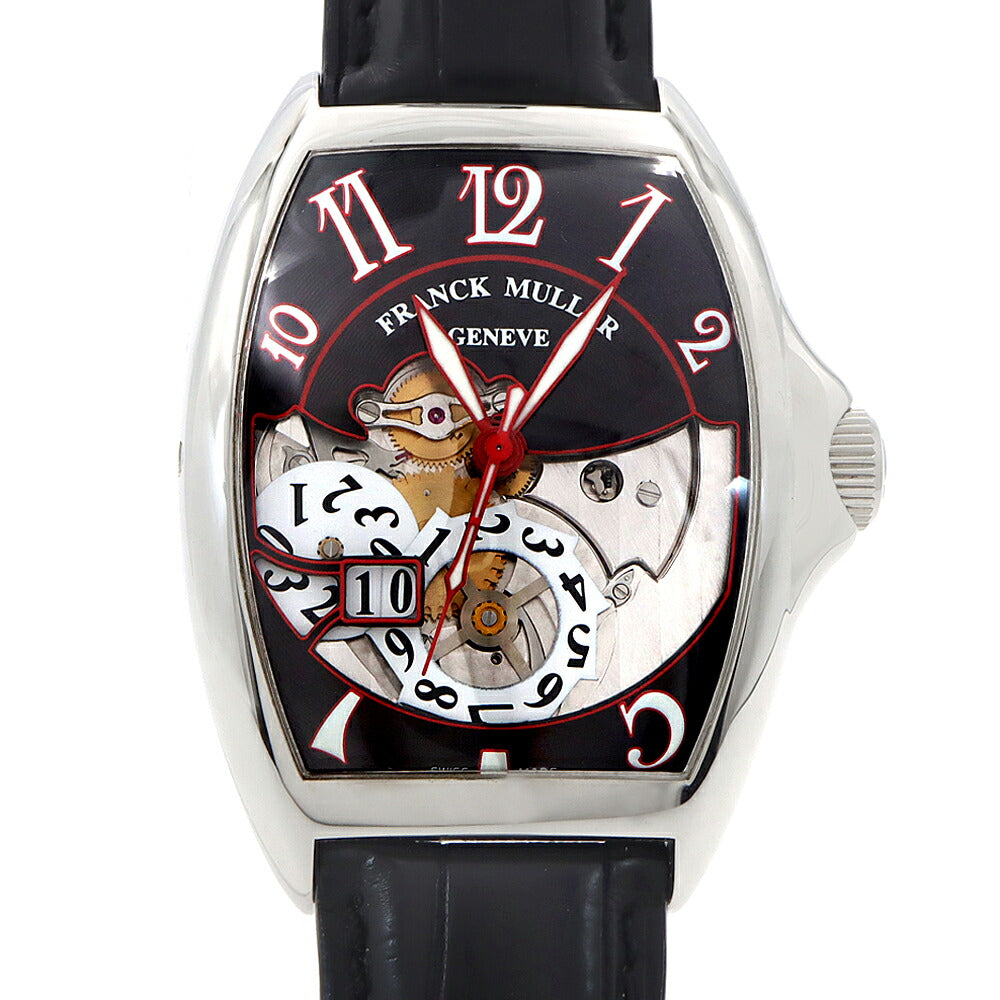 FRANCK MULLER フランクミュラー トノーカーベックス 8080SCGDFO ビッグデイト スケルトン 黒 ブラック SS ステンレス 純正ベルト 純正尾錠 メンズ 自動巻き トノウ カーベックス【6ヶ月保証】【中古】【腕時計】