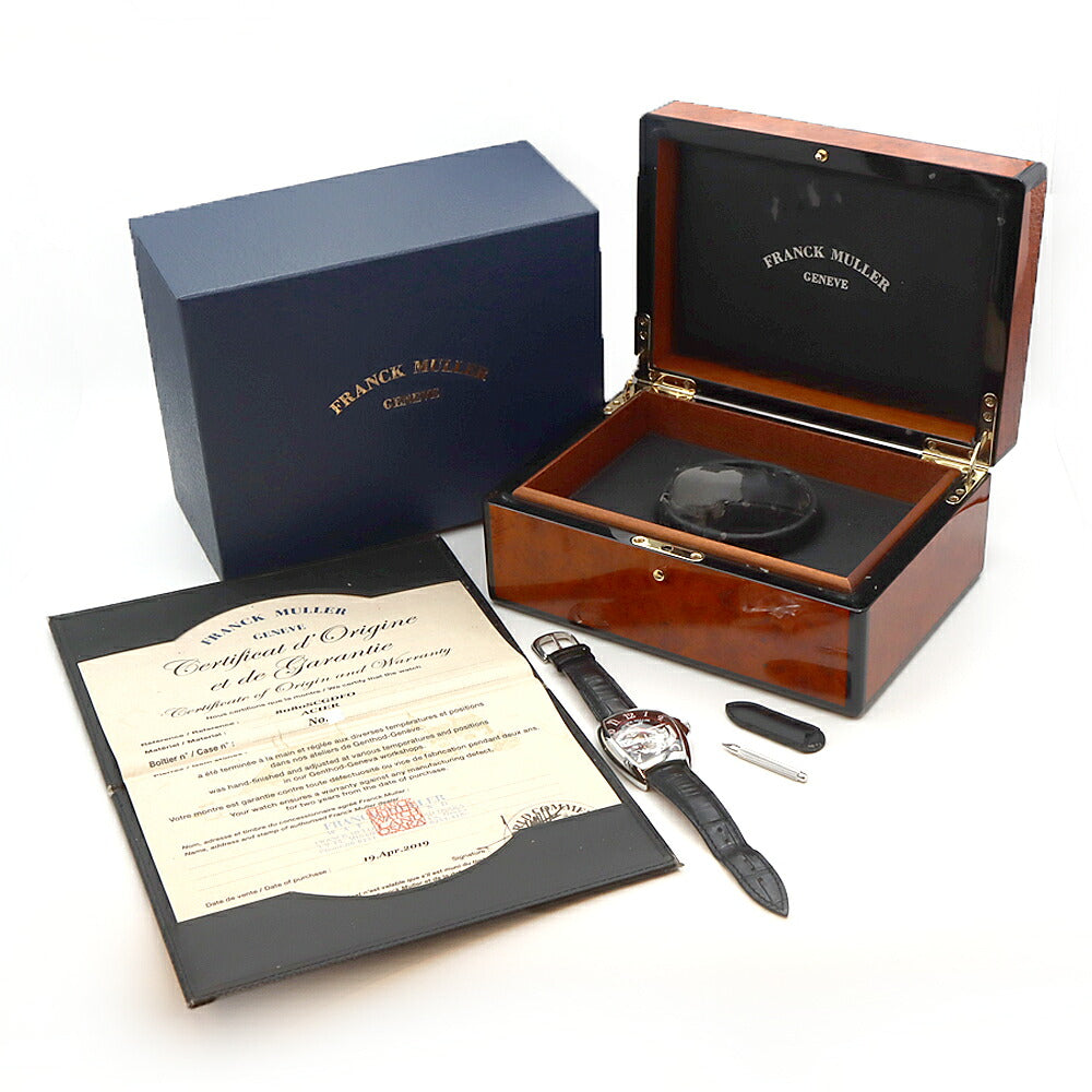 FRANCK MULLER フランクミュラー トノーカーベックス 8080SCGDFO ビッグデイト スケルトン 黒 ブラック SS ステンレス 純正ベルト 純正尾錠 メンズ 自動巻き トノウ カーベックス【6ヶ月保証】【中古】【腕時計】