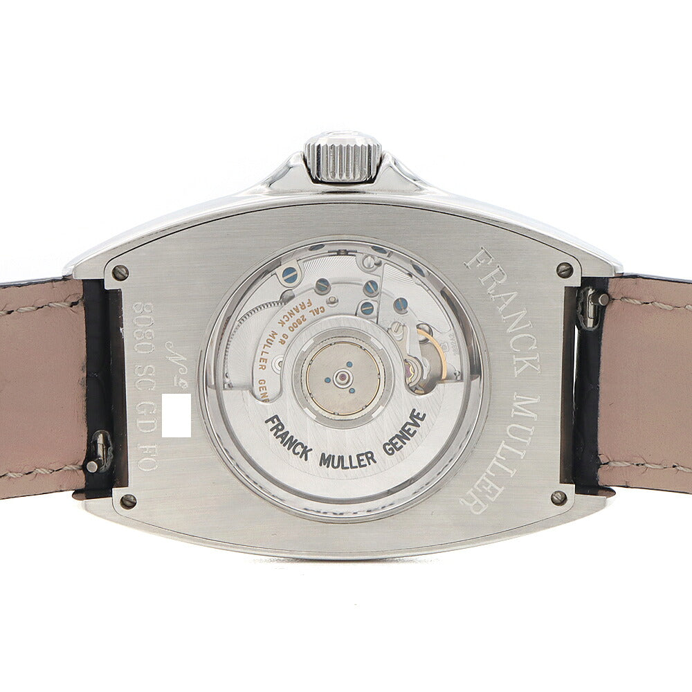 FRANCK MULLER フランクミュラー トノーカーベックス 8080SCGDFO ビッグデイト スケルトン 黒 ブラック SS ステンレス 純正ベルト 純正尾錠 メンズ 自動巻き トノウ カーベックス【6ヶ月保証】【中古】【腕時計】