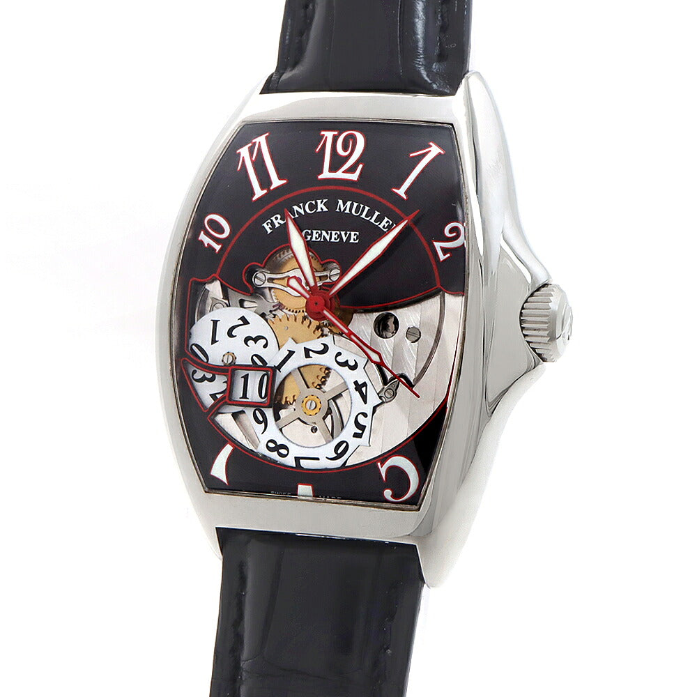 FRANCK MULLER フランクミュラー トノーカーベックス 8080SCGDFO ビッグデイト スケルトン 黒 ブラック SS ステンレス 純正ベルト 純正尾錠 メンズ 自動巻き トノウ カーベックス【6ヶ月保証】【中古】【腕時計】